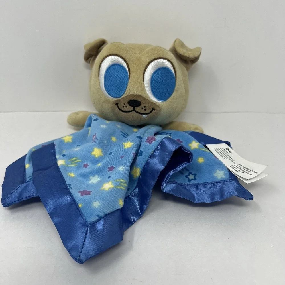 Disney Security Blanket 11in Blue Rolly Puppy Dog Pals Star Satin Lovey